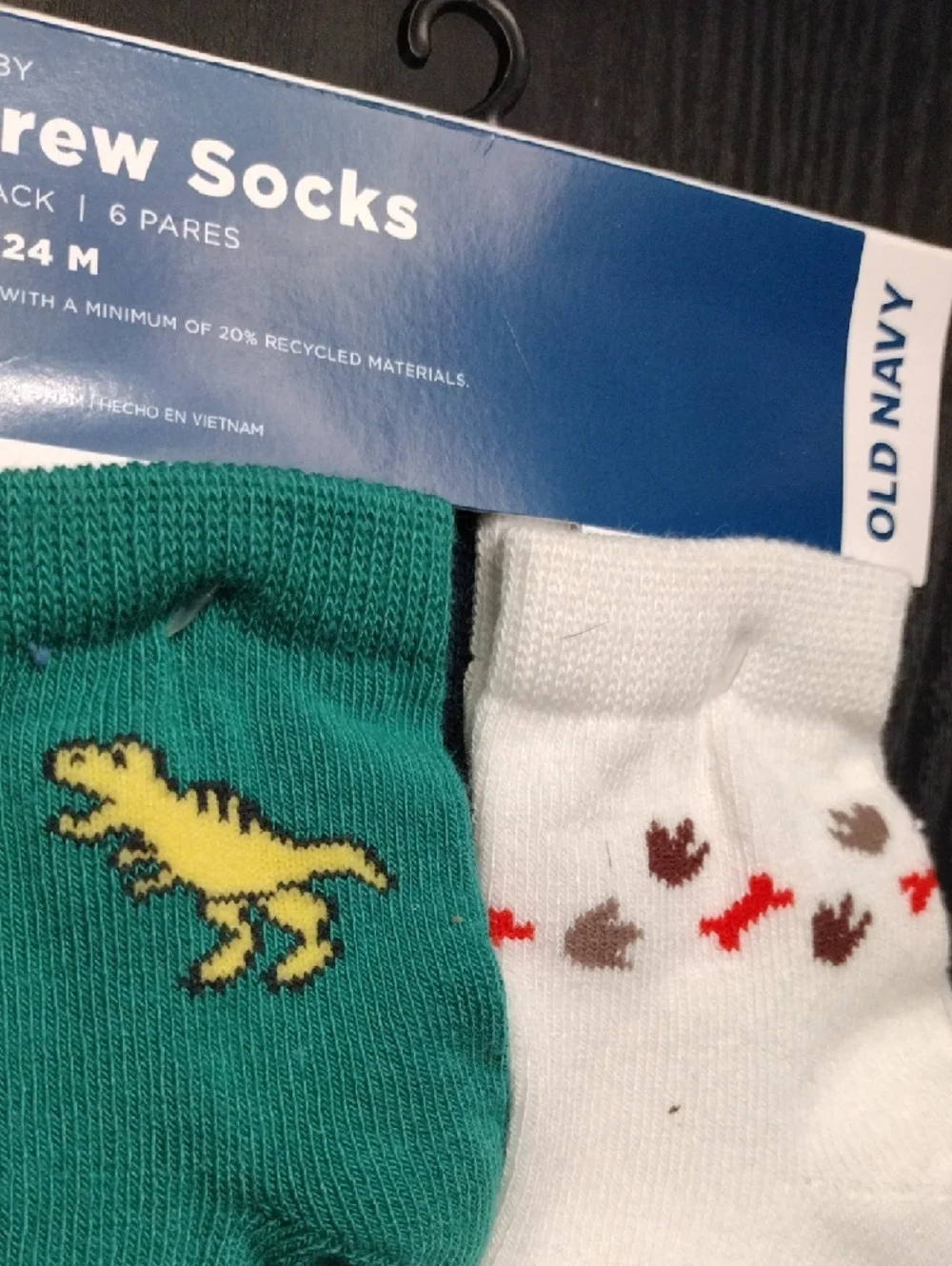Old Navy Baby Crew Socks - Teal, White & Yellow Dino Set